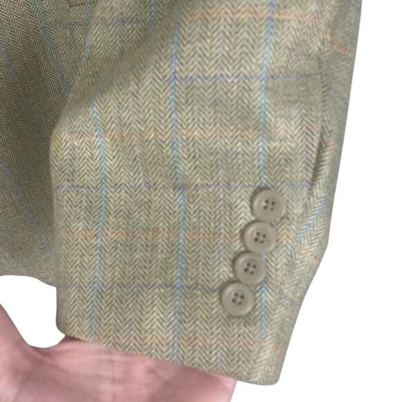 Hickey Freeman Ltd 100% Silk Plaid Chevron Two Button Sport Coat Men's 44 Long - Picture 4 of 15